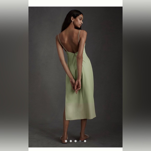 BHLDN/Anthropologie Weddings August Satin Midi Dress Cucumber - Picture 3 of 6